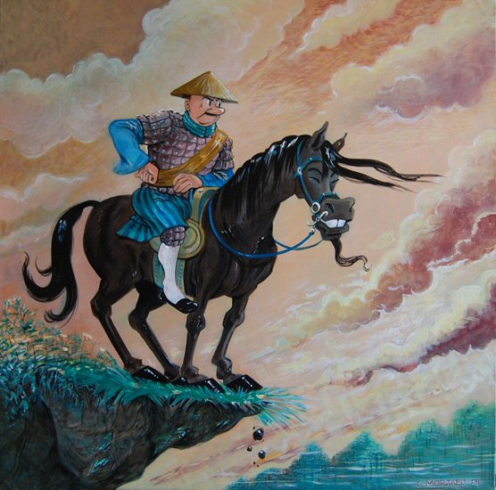 Lambik te paard - Schilderij
