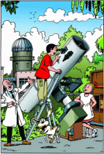 Barabas bij zijn telescoop