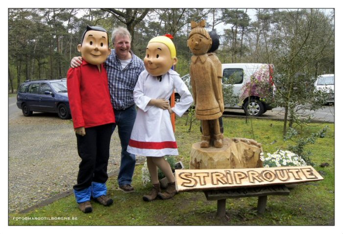 Houtsculptuur van Suske en Wiske