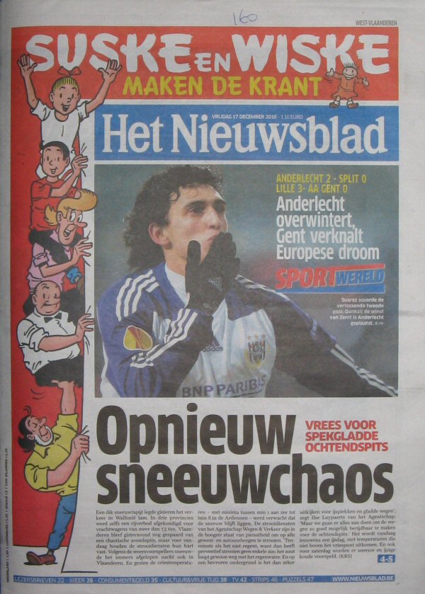 Voorpagina van Het Nieuwsblad, 17-12-2010